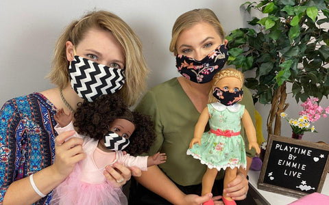playtime by eimmie live, no sew face masks for dolls, no sew face masks, how to make no sew face masks