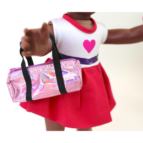 pink 18 in doll accessories cheerleader bag with doll outfit set