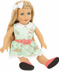 blonde hair 18 inch doll with green dress