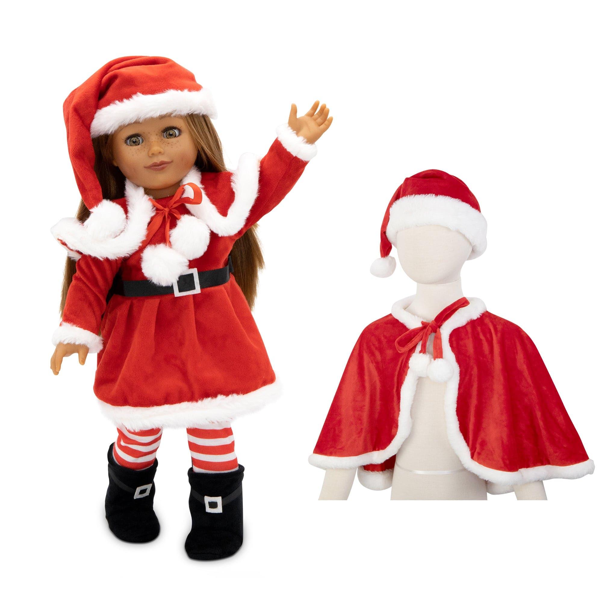 Holiday Dress Outfit for 18 Dolls and Matching Girl Accessories