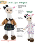 Aria the Alpaca 18 Inch Rag Doll with Two Outfits - Playtime by Eimmie