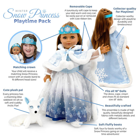 Winter Snow Princess Outfit and Matching Child Crown – Playtime by
