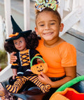 girl and doll matching halloween costumes