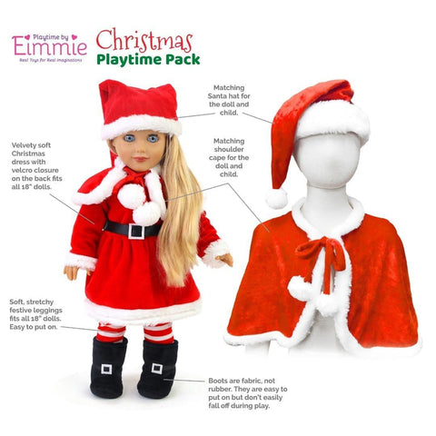 doll christmas outfit with child christmas shawl and santa hat