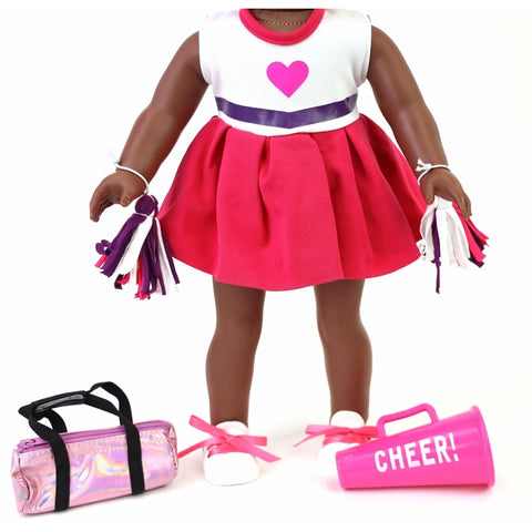 Playtime by Eimmie 18 Inch Doll Cheerleader Outfit and Accessories, Clothes for 18 Inch Doll