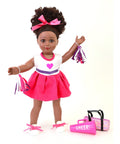 18" doll clothes pink and white cheerleading set