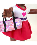 pink 18 in doll accessories cheerleader bag with doll outfit set