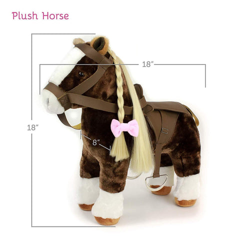 Eimmie 18 Inch Doll Horse Plush Horse with Saddle for 18 Inch Dolls