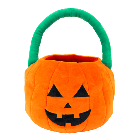 jack-o-lantern trick or treat reusable basket plush