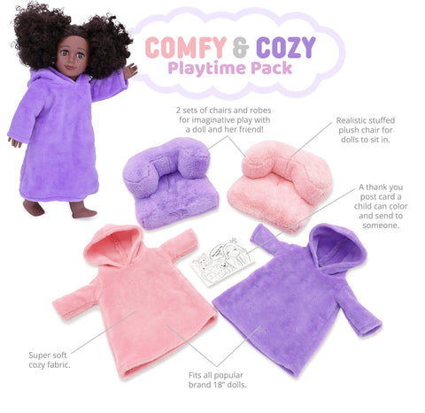 Spa Robes and Plush Chairs for 18 Inch Dolls - Playtime by Eimmie