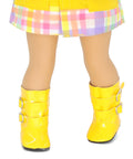 yellow raincoat outfit doll rain boots and umbrella 18 inch doll clothing
